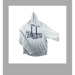Tampa Bay Rays Hoodie Pullover Gray Blue Logo MLB Baseball Men's Medium